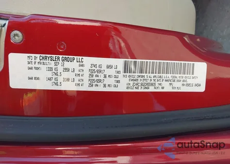 2013 Chrysler Town & Country Touring из США, поврежденный, VIN 2C4RC1BG2DR559835